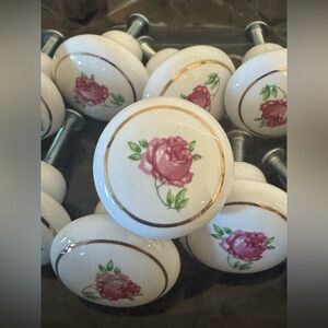 Vintage lot of 10 white ceramic or porcelain drawer knobs